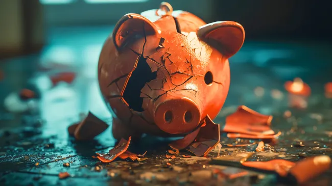 shattered piggy bank